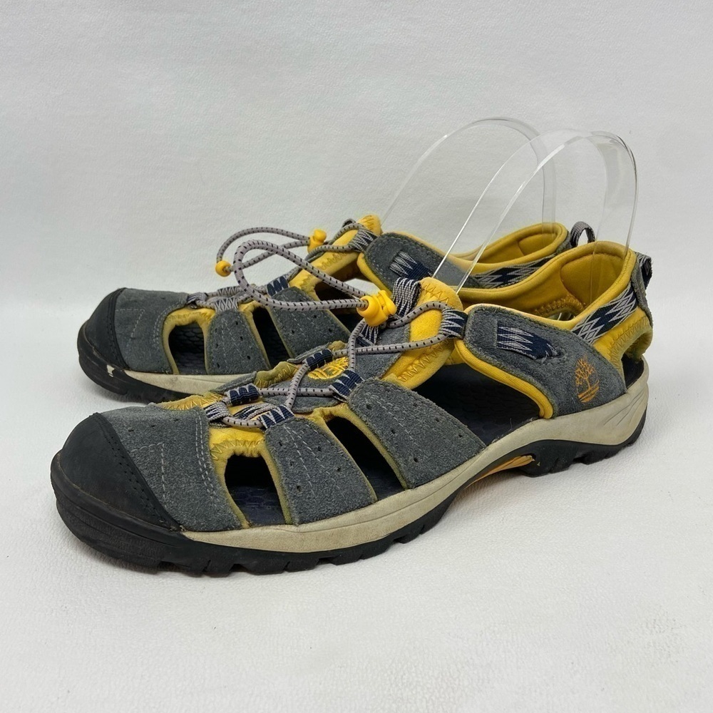 Timberland Gray and Yellow Bungee Sandals, Boys Size US 7